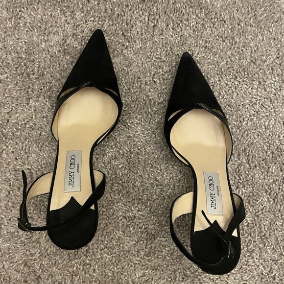 Jimmy Choo Shoes - JIMMY CHOO D’Orsay Cutout Leather And Suede Heels In Black